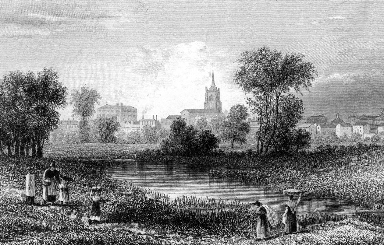 Chelmsford, Essex, graveret af John Rogers, 1831 af William Henry Bartlett