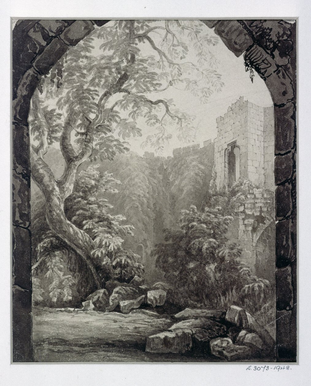 Cliffords Tower, York, interiør, 1827 af William Henry Bartlett