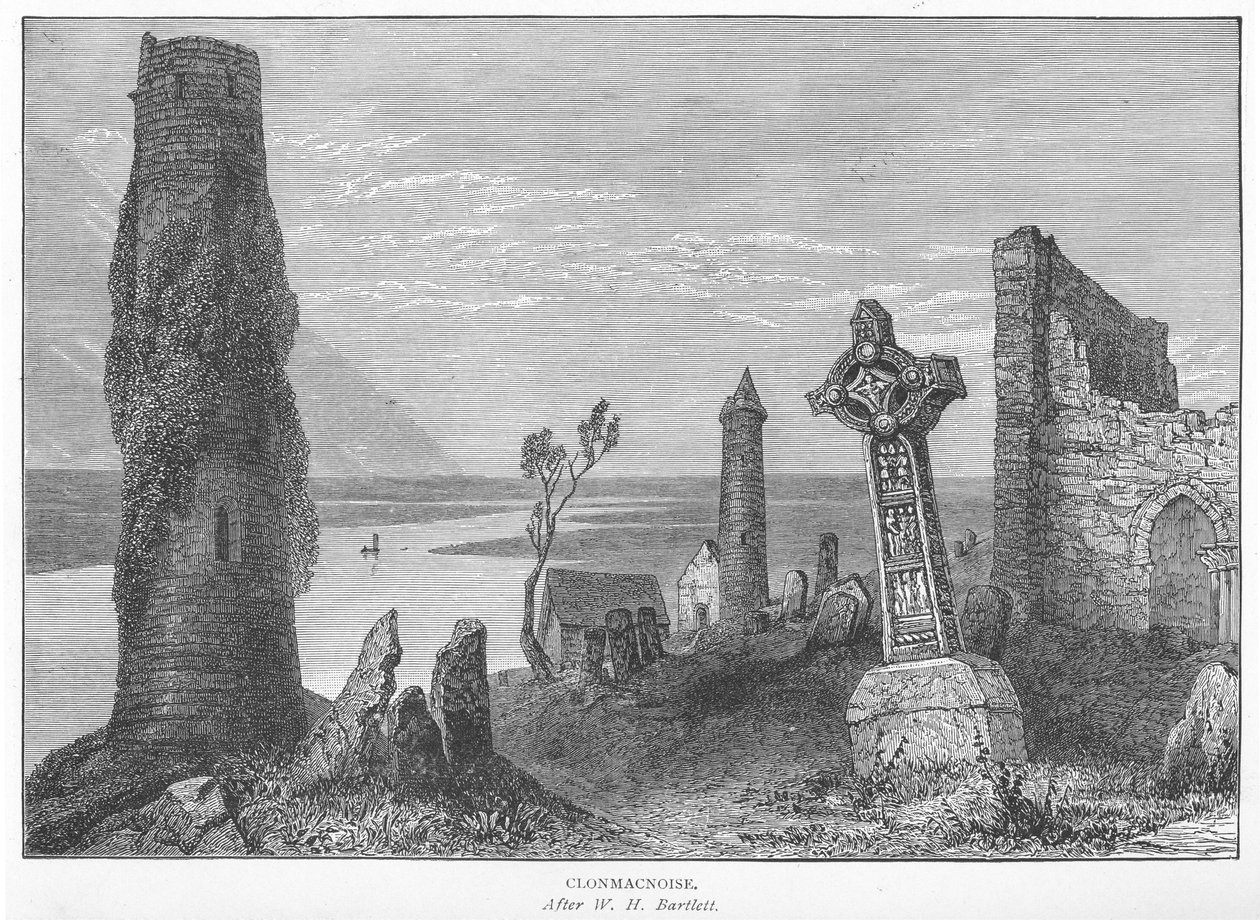 Clonmacnoise af William Henry Bartlett