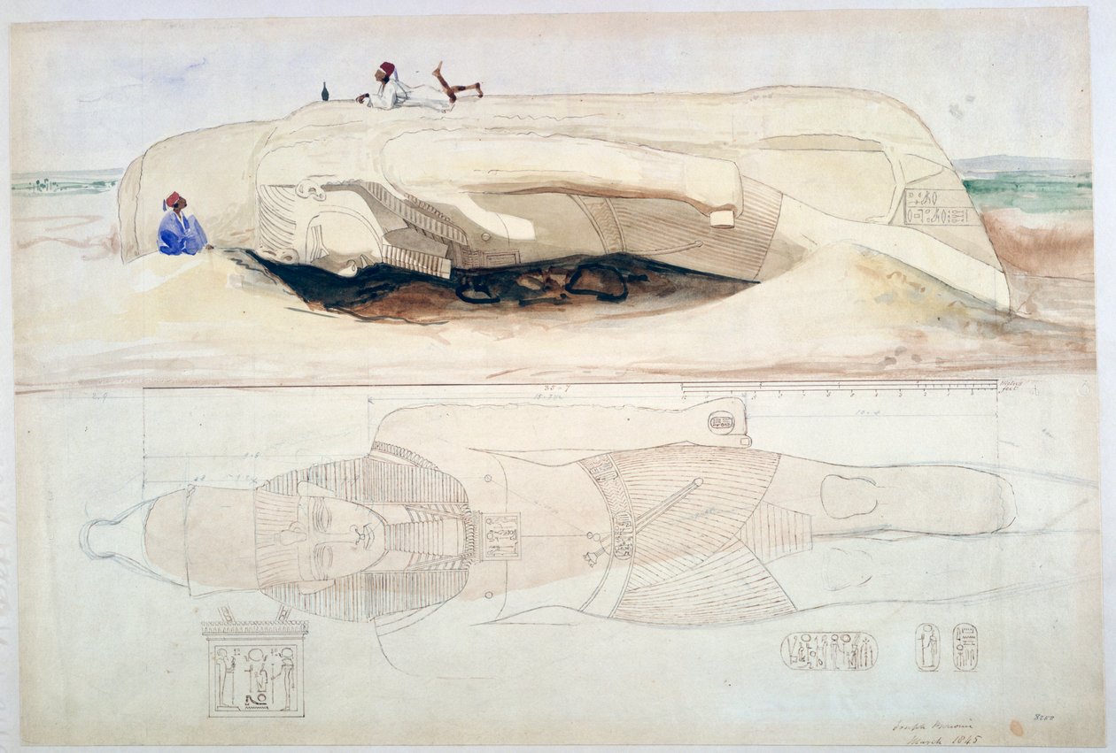 Colossus of Ramesses II, Memphis, 1845 af William Henry Bartlett