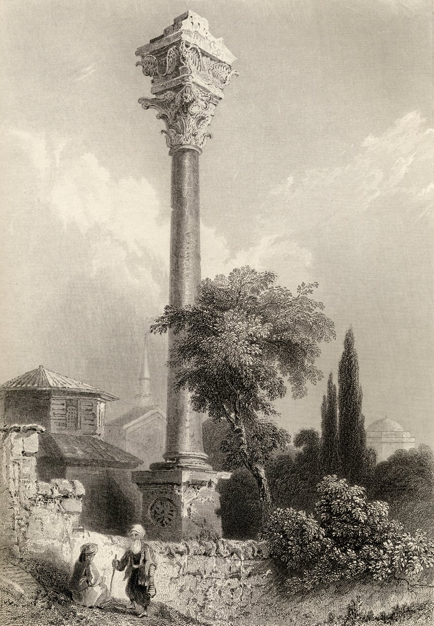 Søjle af Marcian, Istanbul, Tyrkiet, graveret af H. Adlard af William Henry Bartlett
