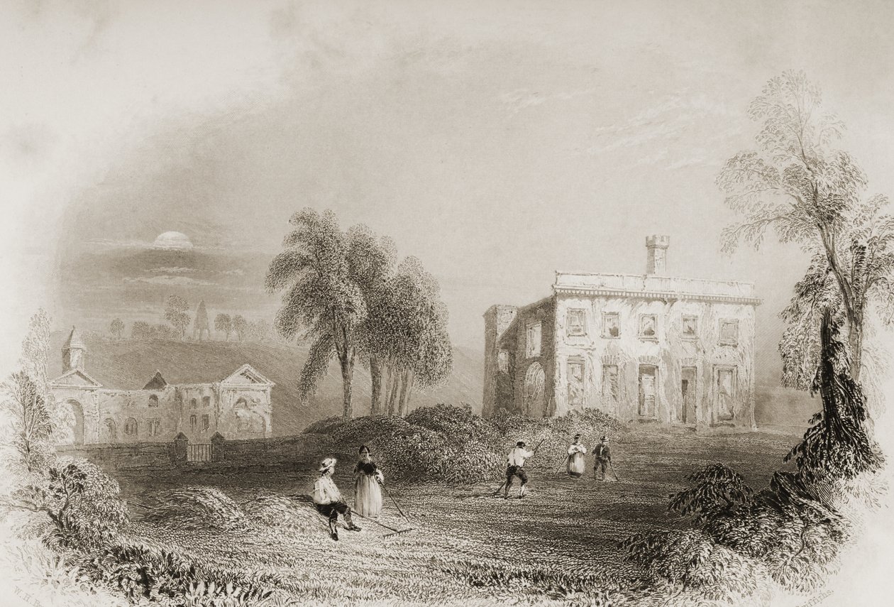 Dangan Castle, County Meath, Irland, fra "Scenery and Antiquities of Ireland" af George Virtue, 1860
