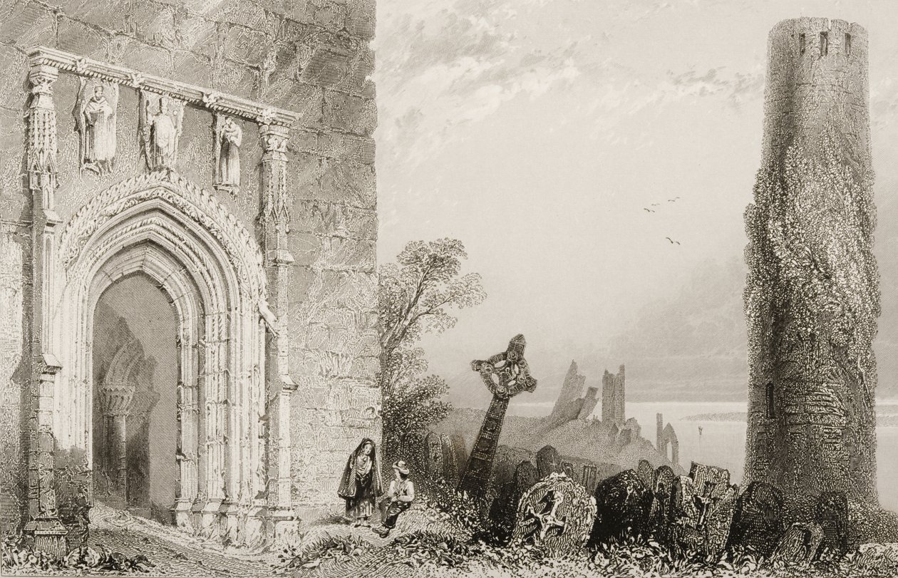 Døråbning til et tempel, Clonmacnois, County Offaly, Irland, fra 