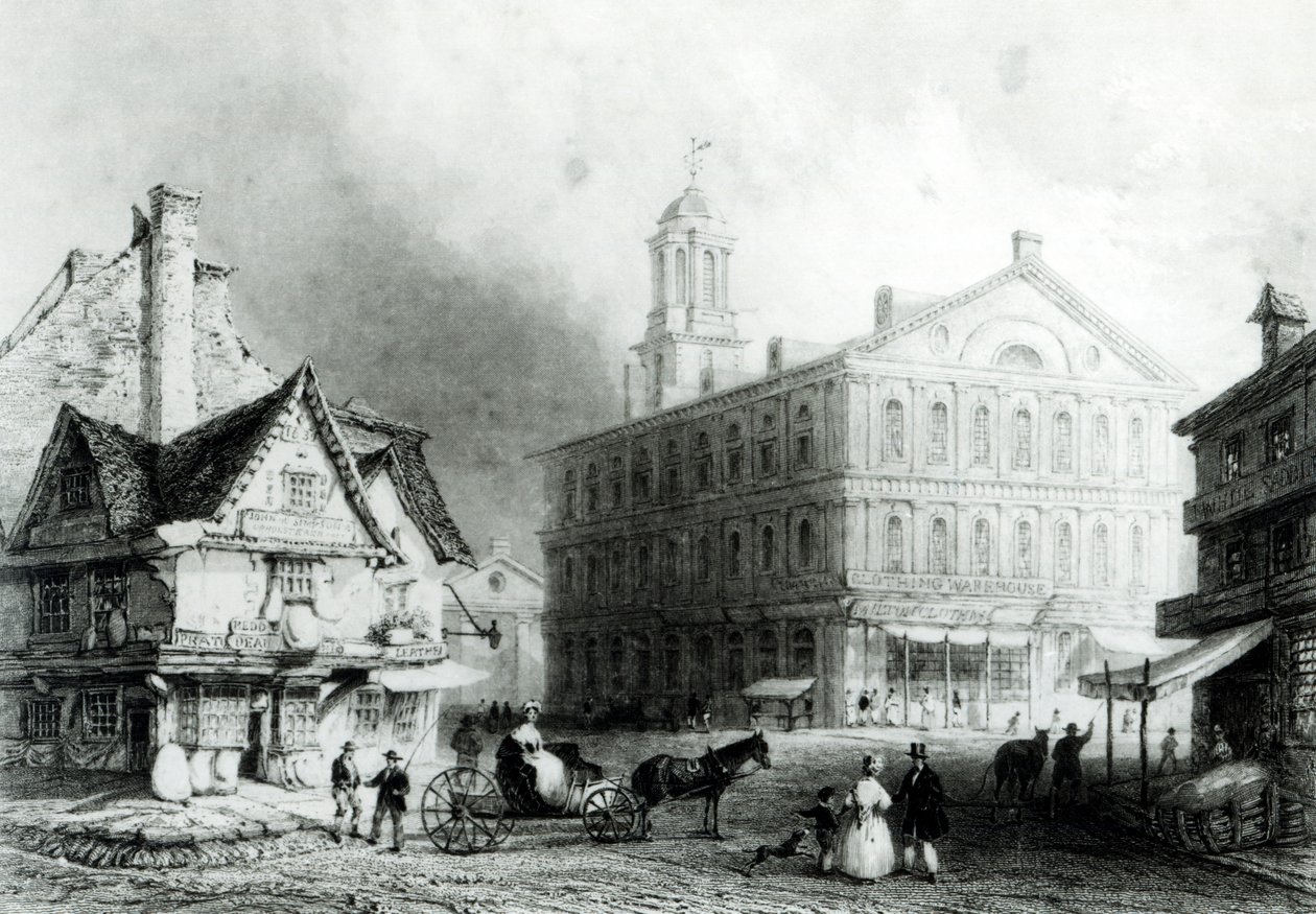 Faneuil Hall, Boston af William Henry Bartlett