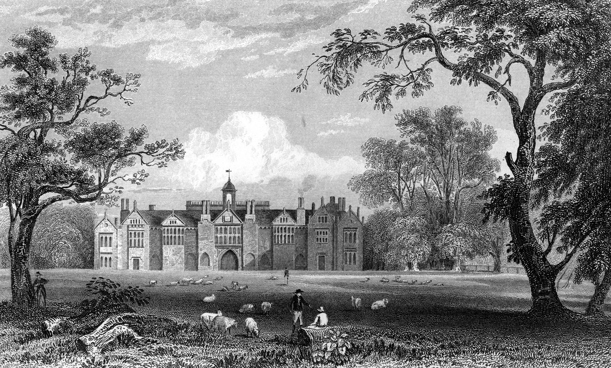 Gosfield Hall, Essex, graveret af Robert Sands, 1832 af William Henry Bartlett