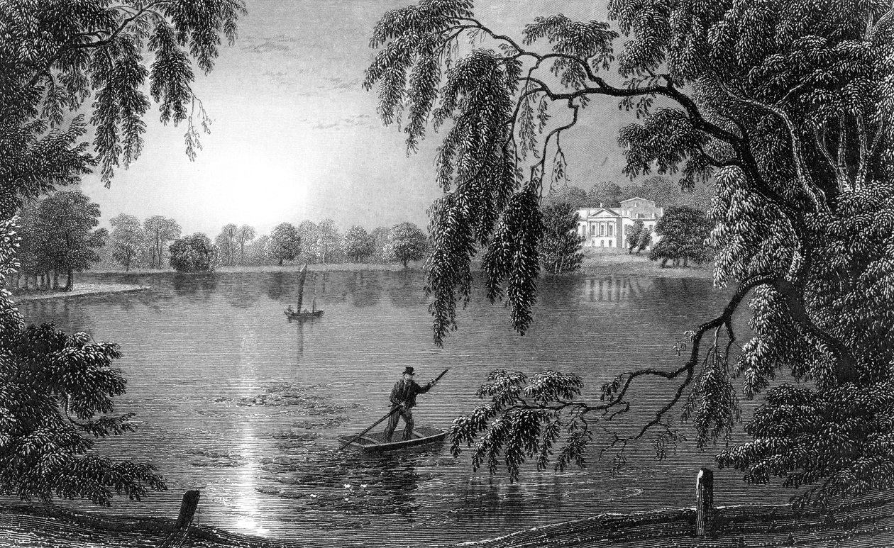 Gosfield Hall, fra Weathersfield Road, Essex, indgraveret af Charles Mottram, 1833 af William Henry Bartlett