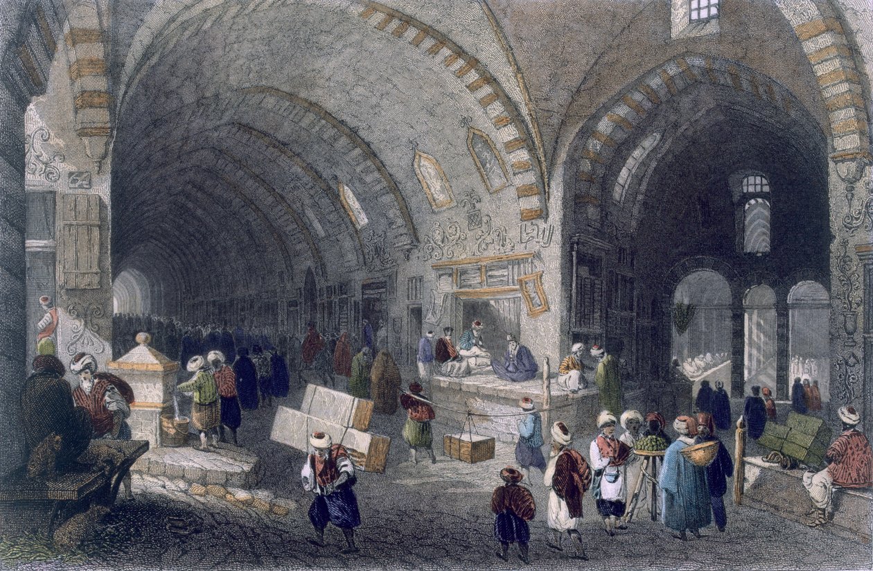 Great Avenue i Tchartchi, ca. 1850 (farvet akvatint) af William Henry Bartlett