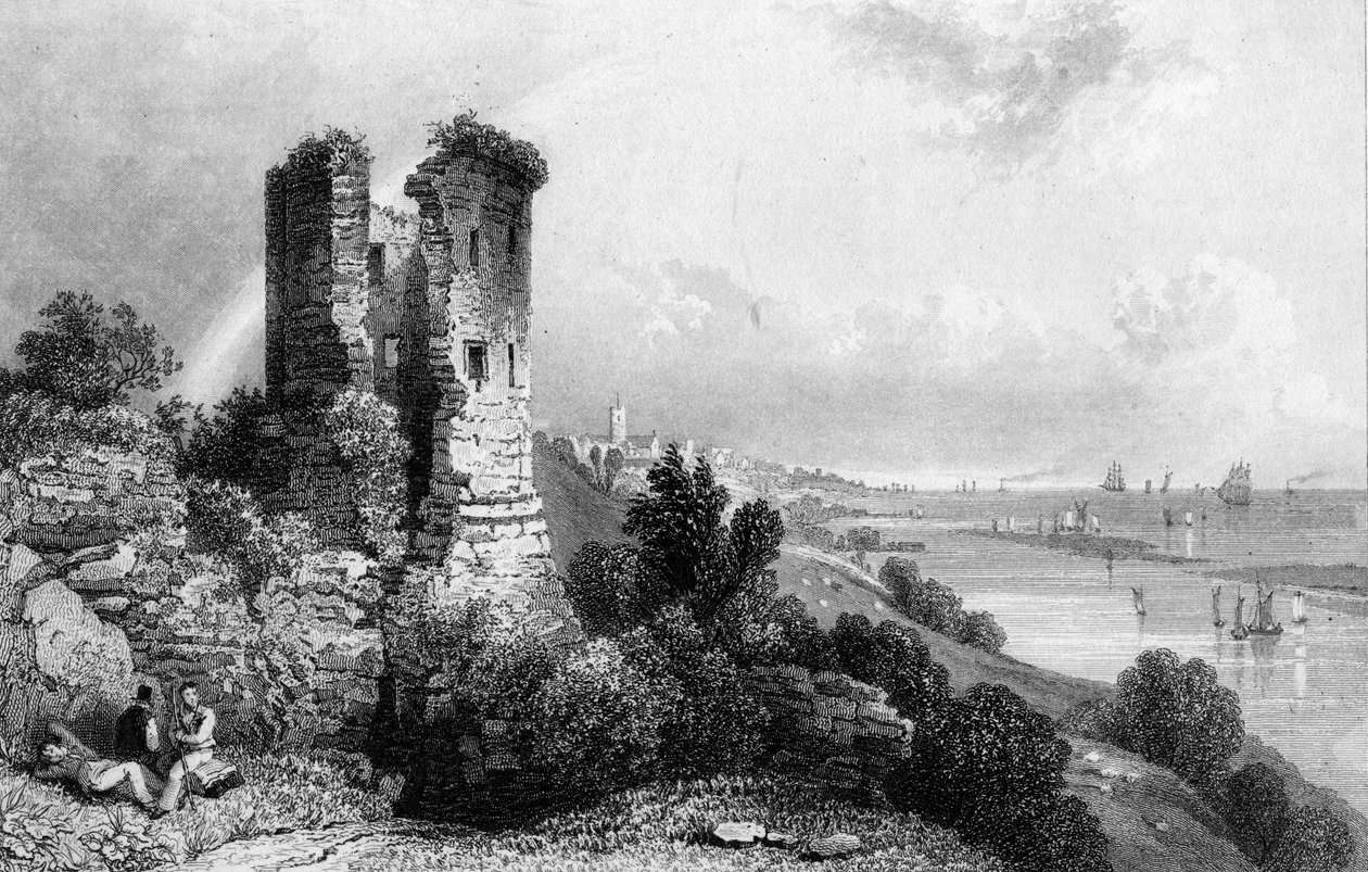 Hadleigh Castle, Essex, graveret af Charles Mottram, 1832 af William Henry Bartlett