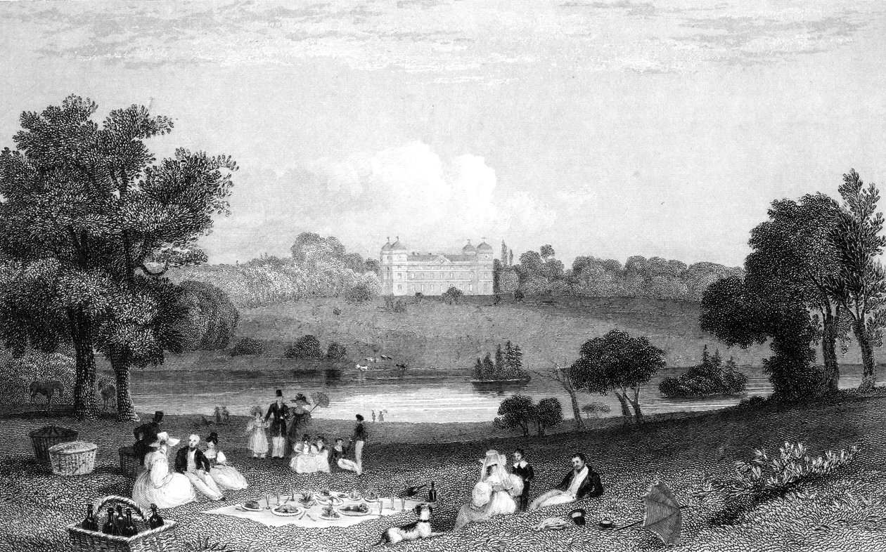 Hallingbury Place, Essex, graveret af Henry Wallis, 1832 af William Henry Bartlett