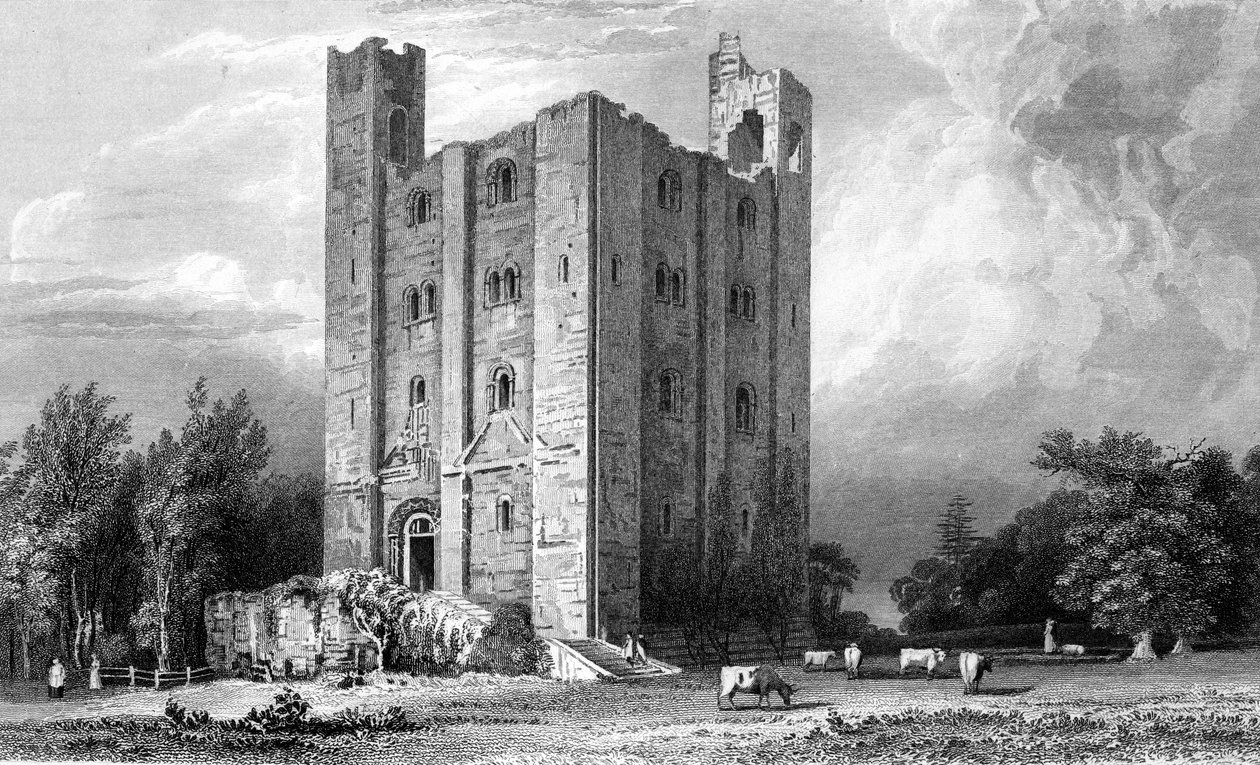 Hedingham Castle, Essex, indgraveret af John Carr Armytage, 1832 af William Henry Bartlett