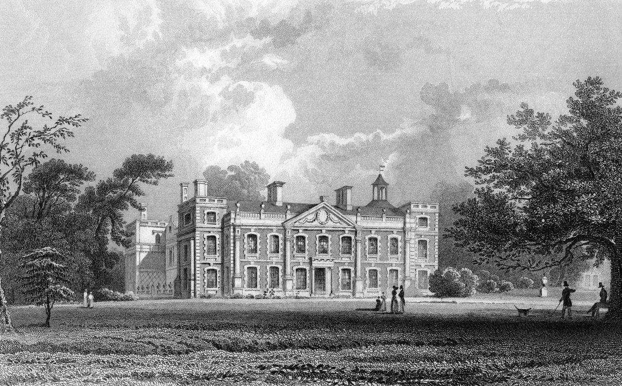Hill Hall, nær Epping, Essex, indgraveret af Samuel Lacey, 1831 af William Henry Bartlett