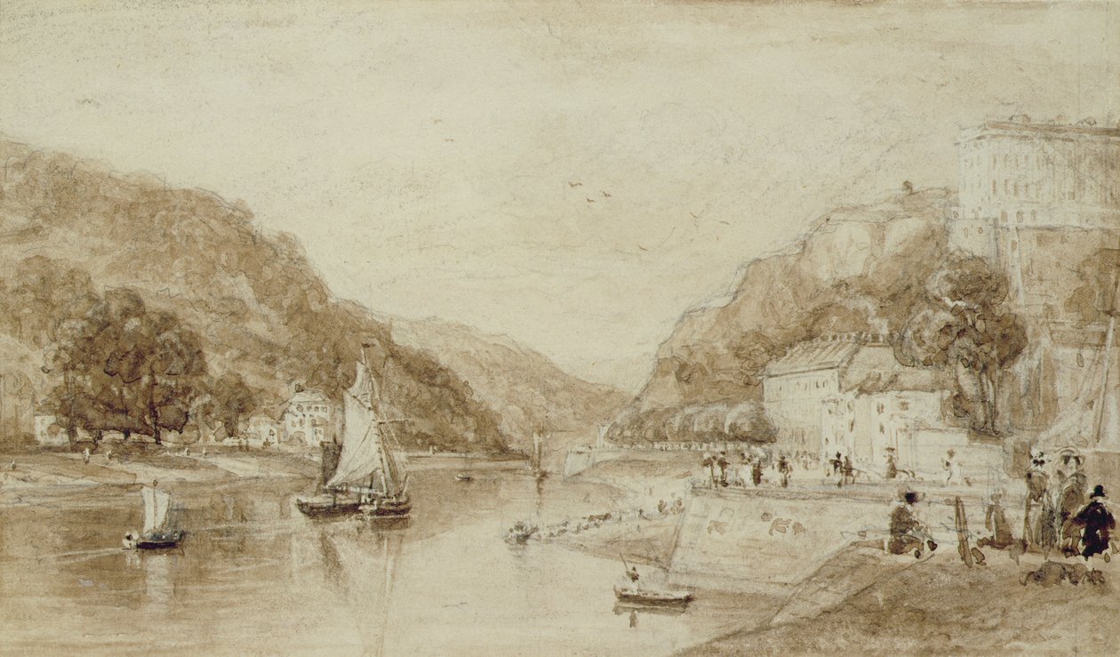 Hotwells nær Bristol (wc over blyant på papir) af William Henry Bartlett