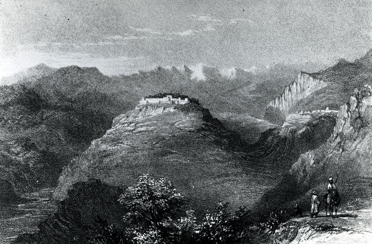 Lady Hester Stanhopes residens i Joon, på Mount Libanon, 1845 af William Henry Bartlett