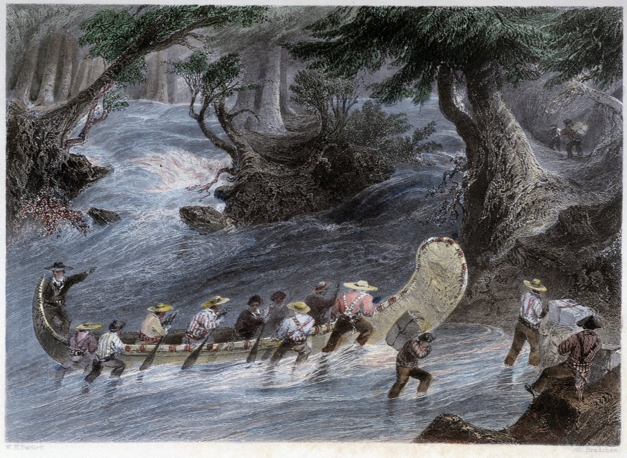 Mænds kanoture - i "" canadisk sceneri illustreret" af Bartlett W. H. af William Henry Bartlett
