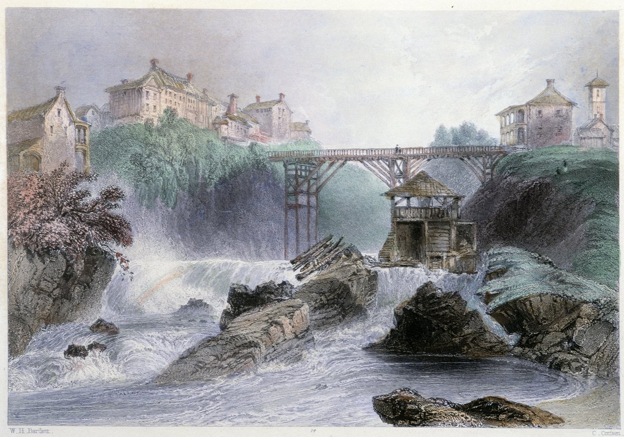 Pont à Sherbrooke - i "" Canada Scenery illustreret" af William Henry Bartlett, red. George Dyd af William Henry Bartlett