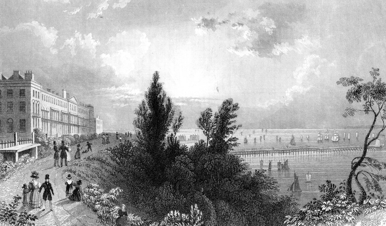 Southend Terrace, Essex, graveret af Henry Wallis, 1832 af William Henry Bartlett