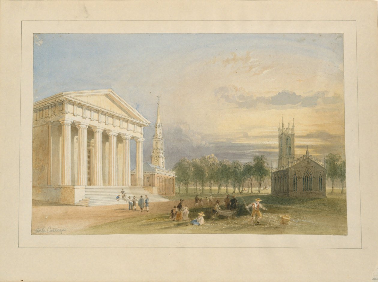 Studie til Bartletts udsigt over Yale College og Statehouse af William Henry Bartlett