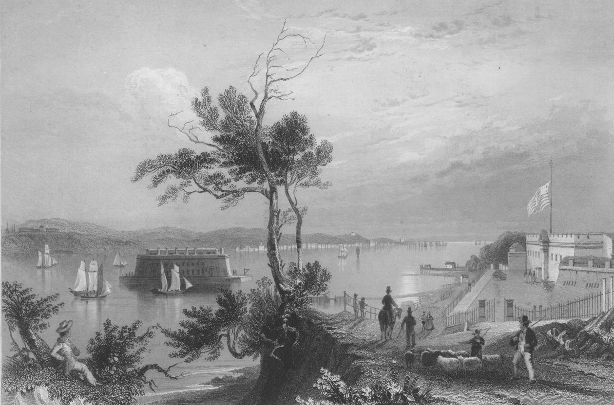The Narrows fra Fort Hamilton af William Henry Bartlett