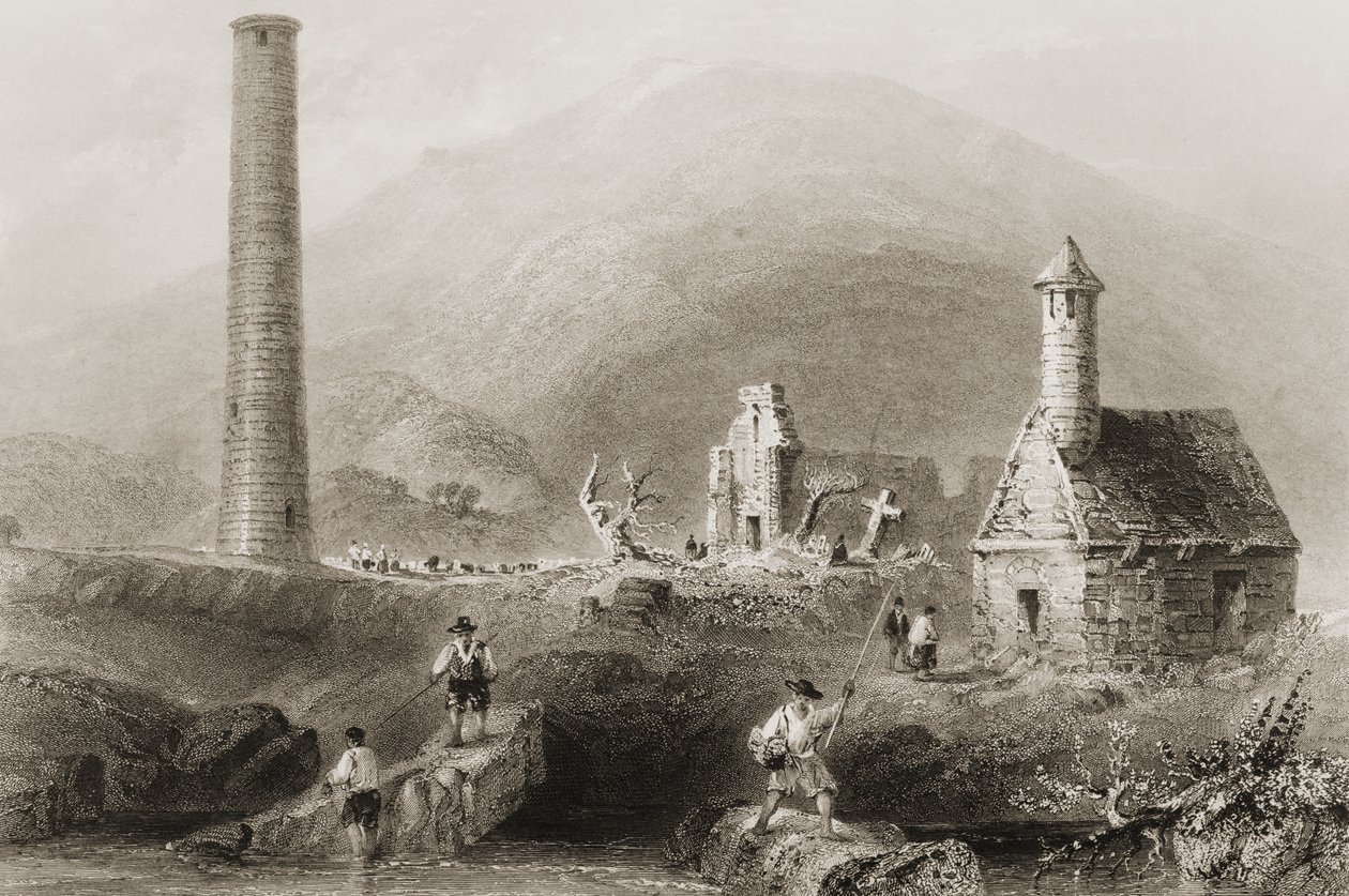 The Ruins at Glendalough, County Wicklow, Irland, fra 