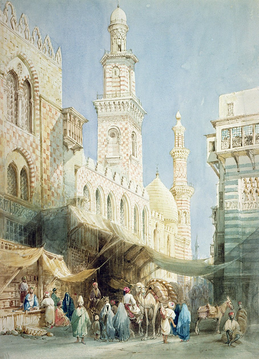 Sharia El Gohargiyeh, Kairo af William Henry Bartlett