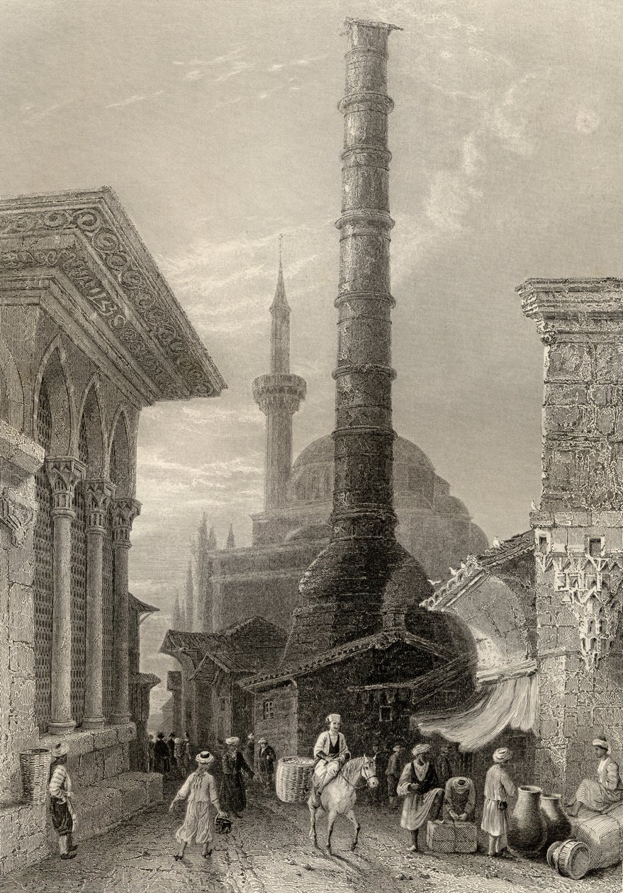 The Tchernberle Tash, Konstantinopel, Istanbul, Tyrkiet, indgraveret af J. Carter af William Henry Bartlett