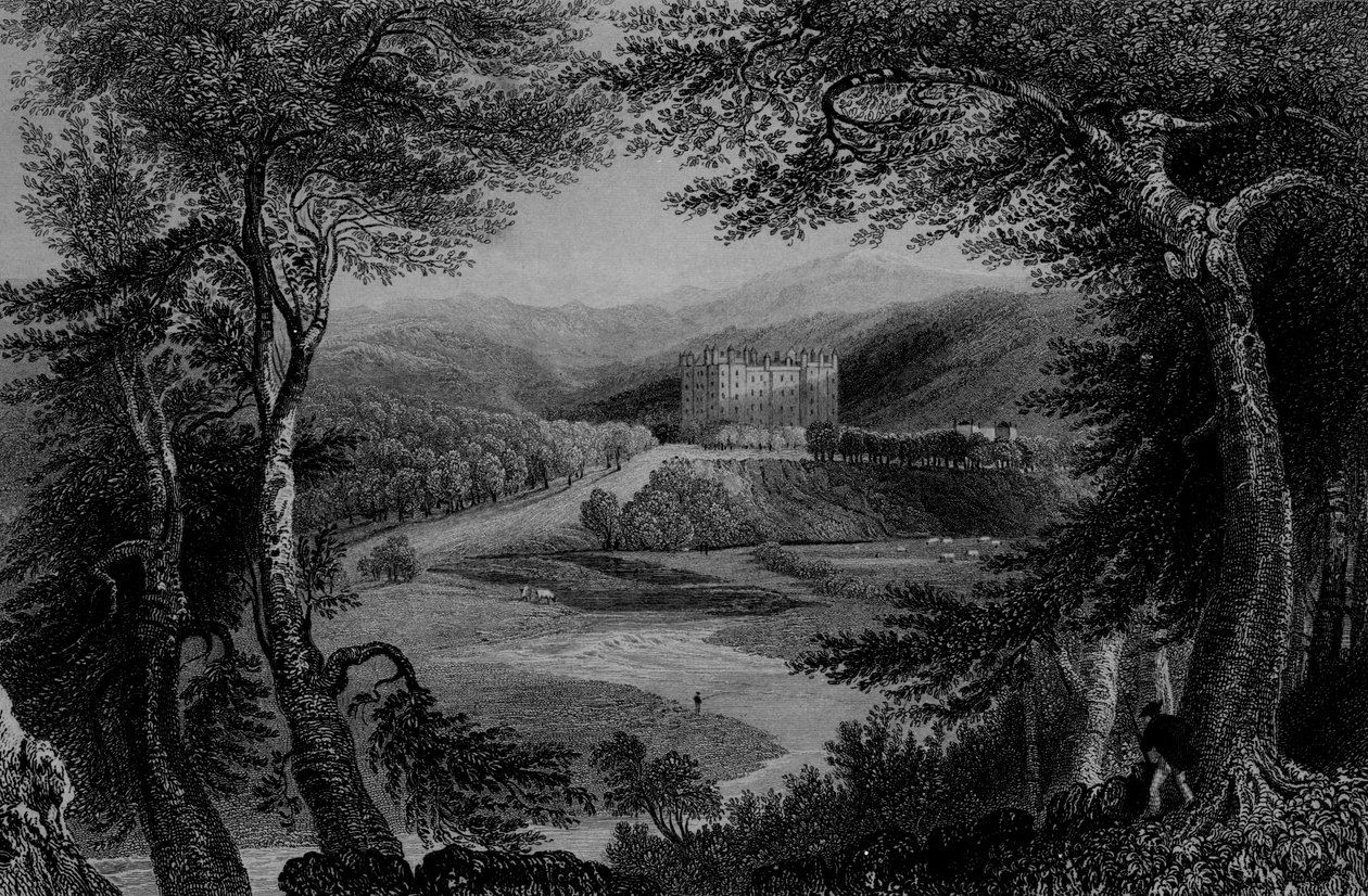 Udsigt til Drumlanrig Castle, Dumfrieshire af William Henry Bartlett