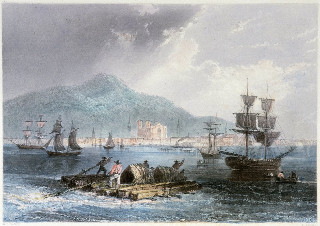 Udsigt over Montreal og både - i "" Canadian Scenary illustreret"" af William Henri Barlett, red. George Dyd af William Henry Bartlett