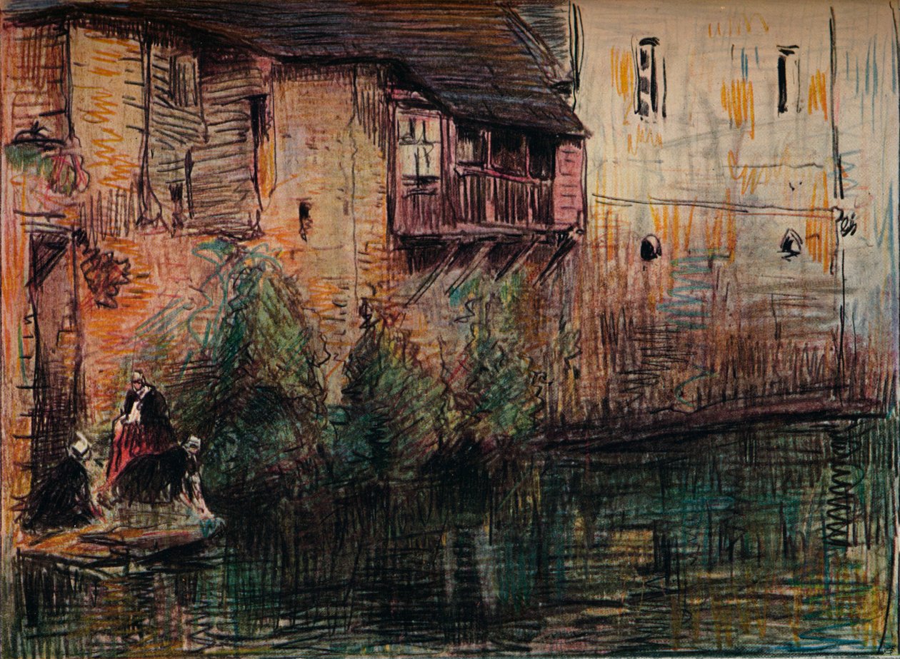 Kanalscene, Quimperle, c1907. af William Henry Charlton