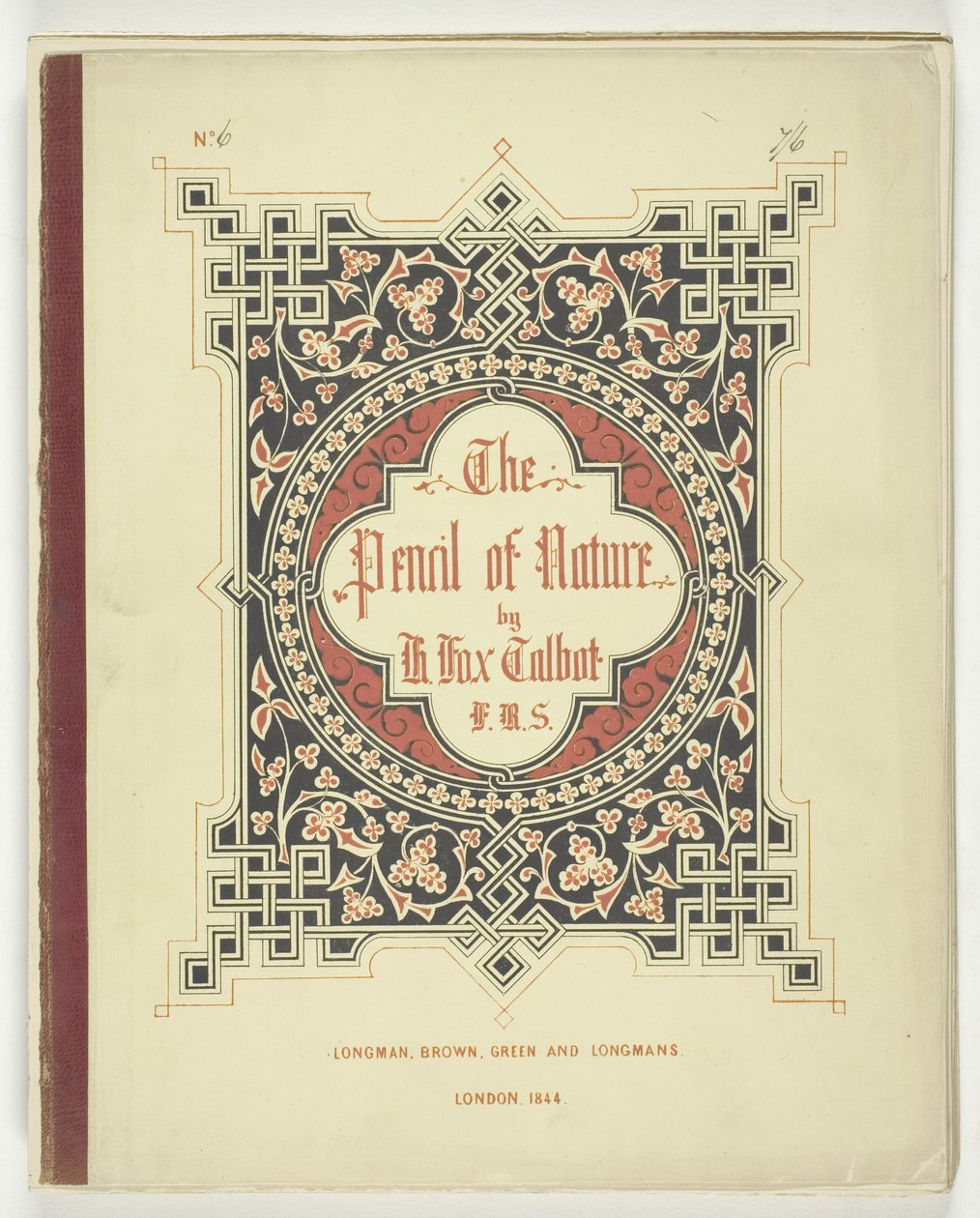 Omslag og tekst fra "The Pencil of Nature," London, 1844 af William Henry Fox Talbot
