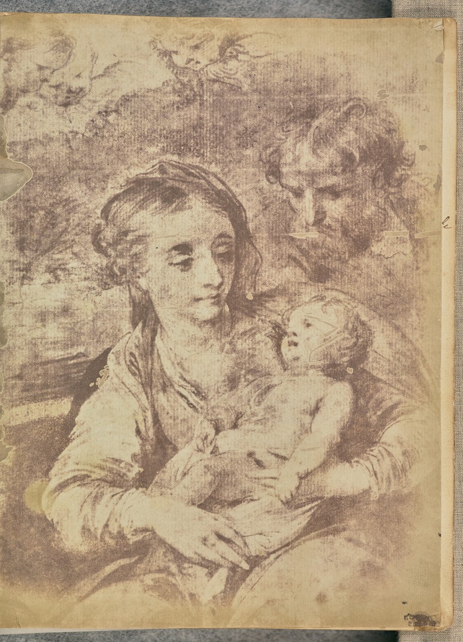 Den hellige familie med tre keruber. af William Henry Fox Talbot