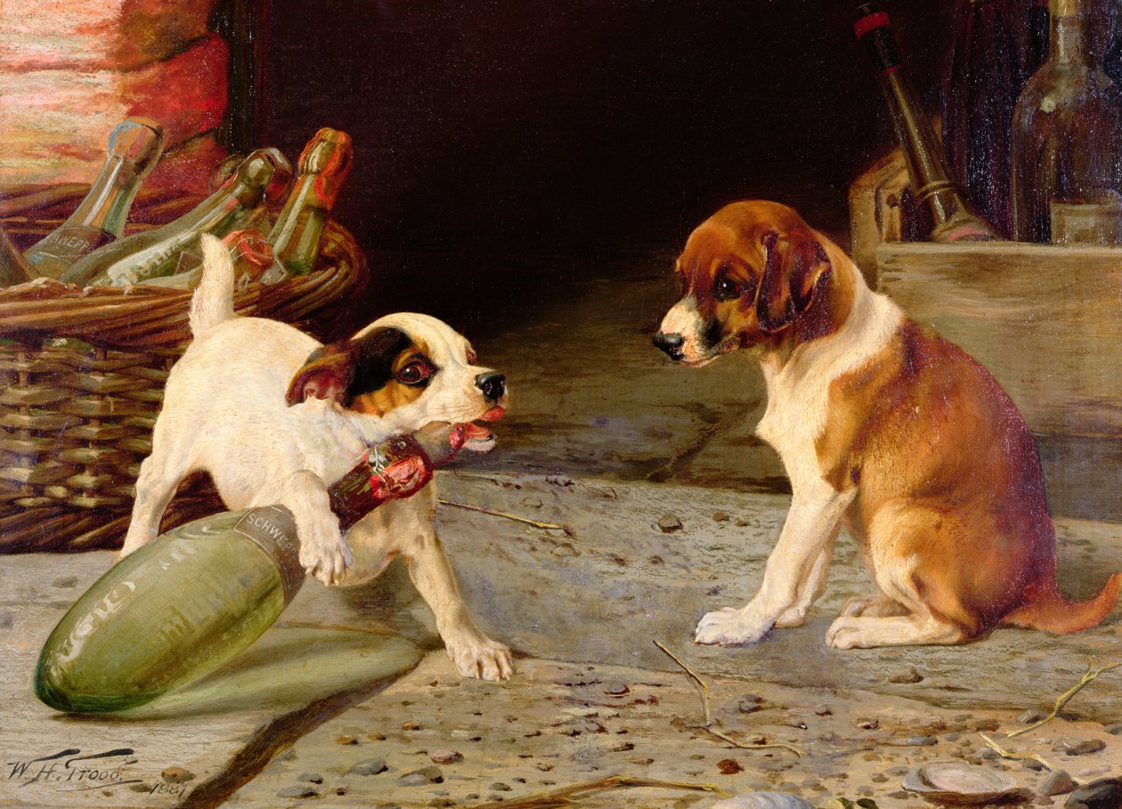 Uncorking the Bottle, 1887 (en af et par) af William Henry Hamilton Trood