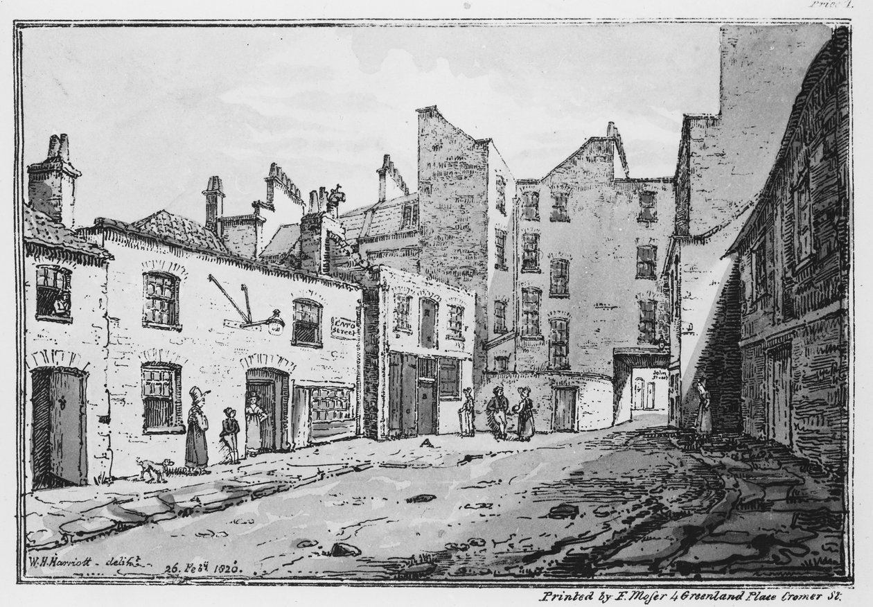 Udsigt over Cato Street, 1820 (litho) af William Henry Harriott