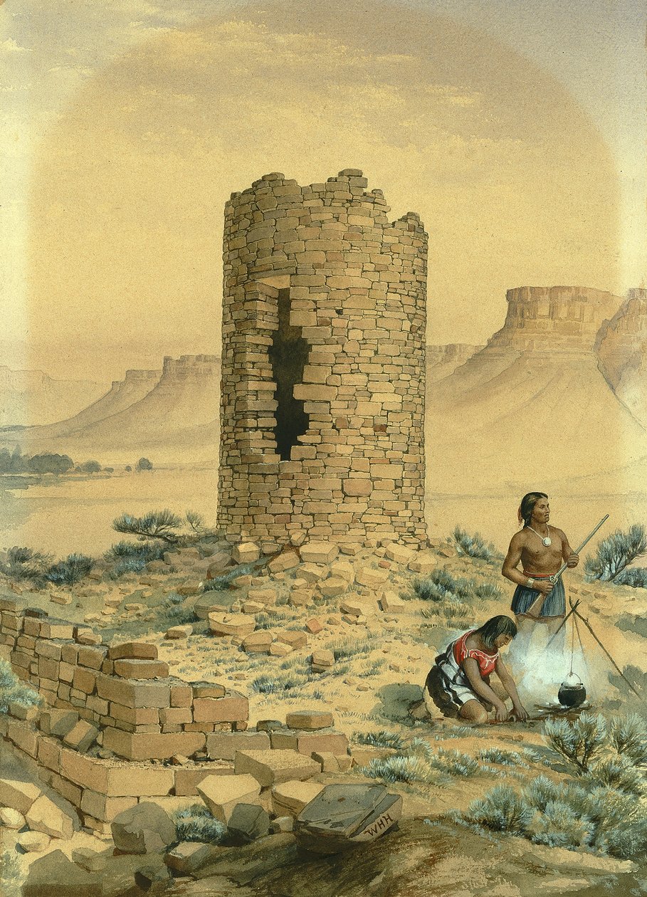 Det gamle Rundetårn af sten, 1875. af William Henry Holmes