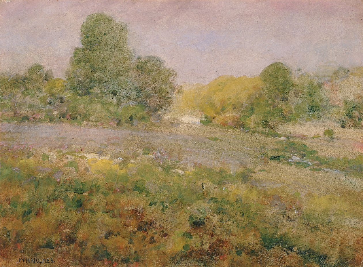 Mark med forskelligfarvede græsser i sensommeren (i Virginia Hills) af William Henry Holmes