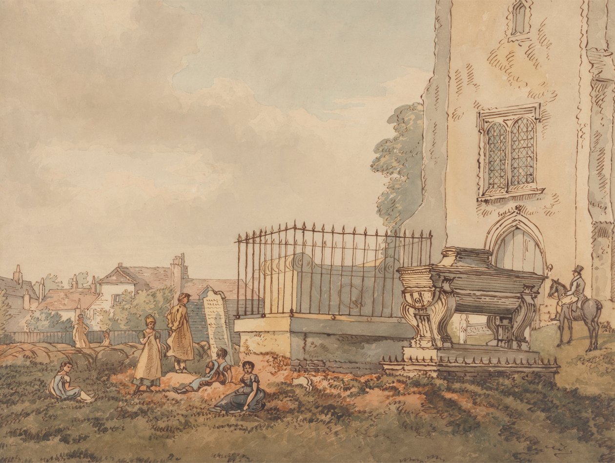 Bushey Churchyard med gravene fra Edridge, Hearne og H. Monro af William Henry Hunt