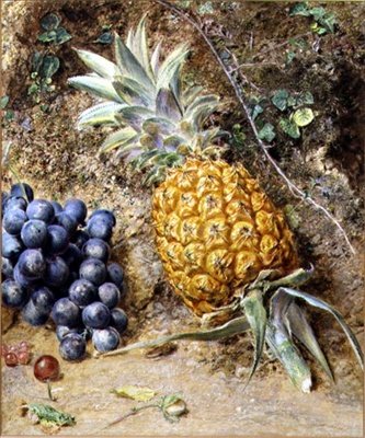 Druer og en ananas (gouache på papir) af William Henry Hunt