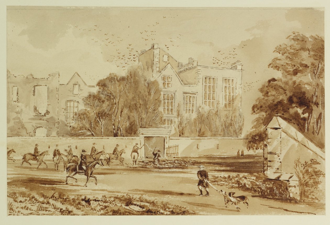 Hardwick Old Hall (akvarel på papir) af William Henry Hunt