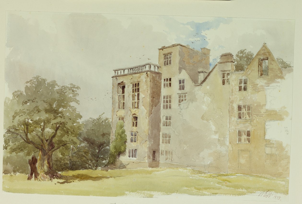 Hardwick Old Hall (akvarel på papir) af William Henry Hunt