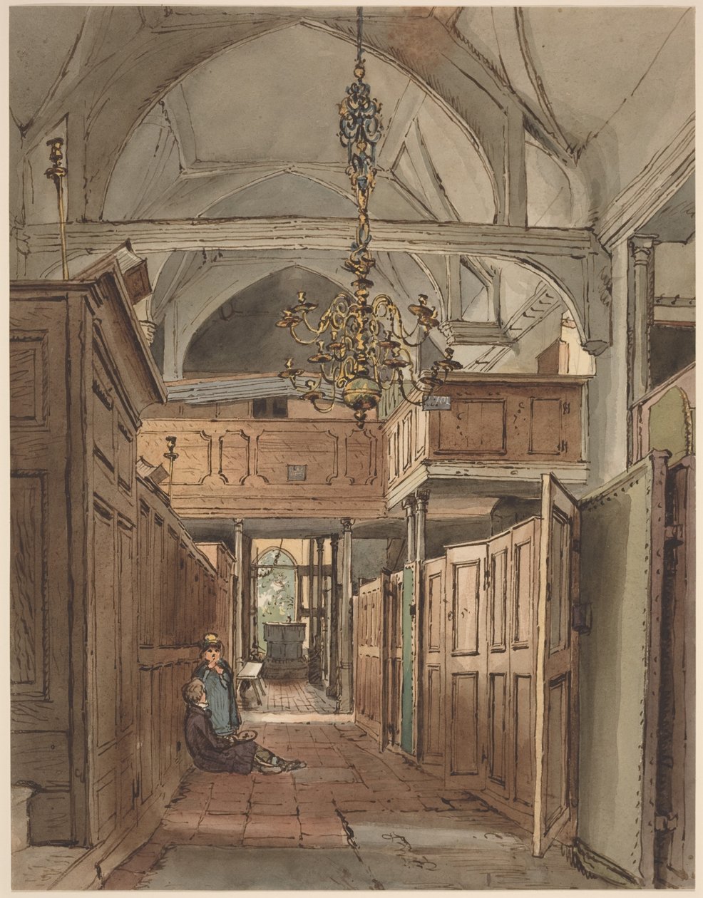 Interiøret i Bushey Kirke af William Henry Hunt