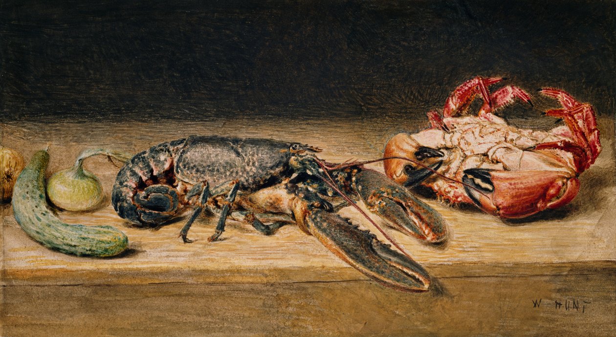 Hummer, krabbe og agurk, 1827 af William Henry Hunt