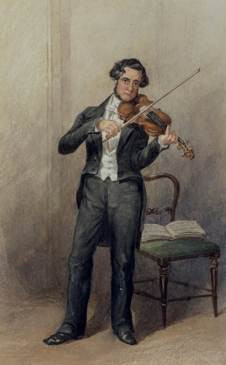 Medlem af 6th Duke of Devonshires orkester (akvarel på papir) af William Henry Hunt