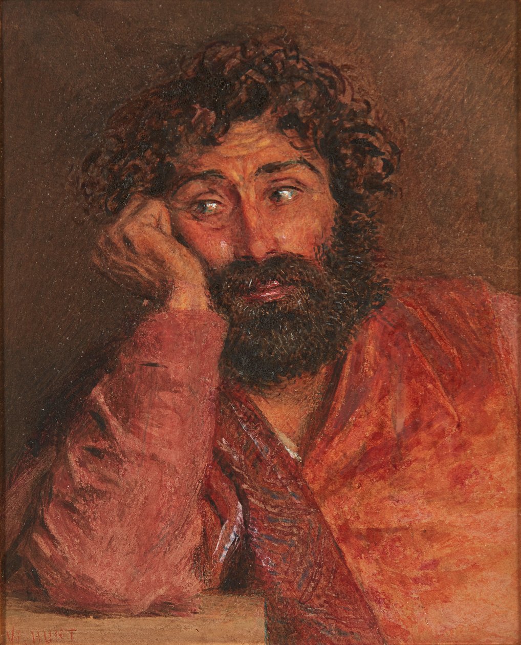 Portræt af en mand (akvarel) af William Henry Hunt