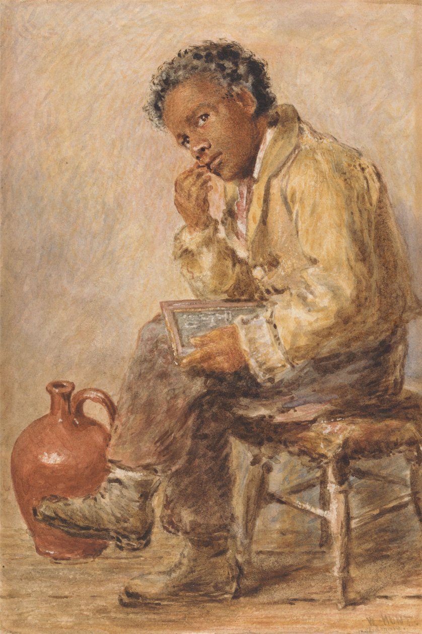 Portræt af en ung mand med en tavle af William Henry Hunt