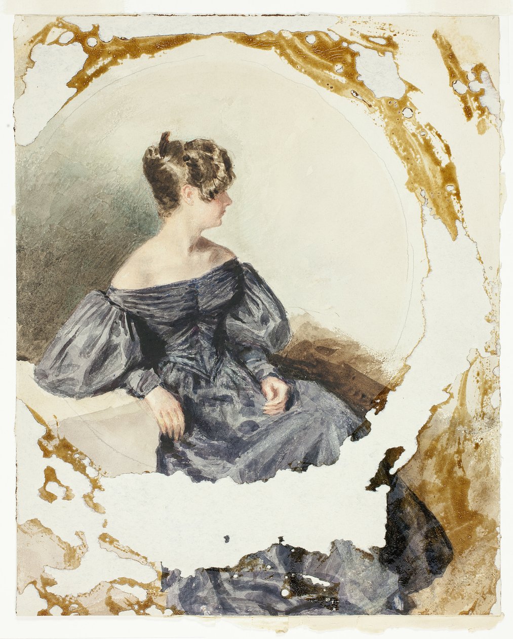 Siddende kvinde i sort kjole af William Henry Hunt