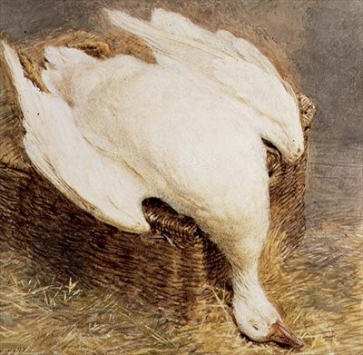 Stilleben af en død gås med en kurv af William Henry Hunt