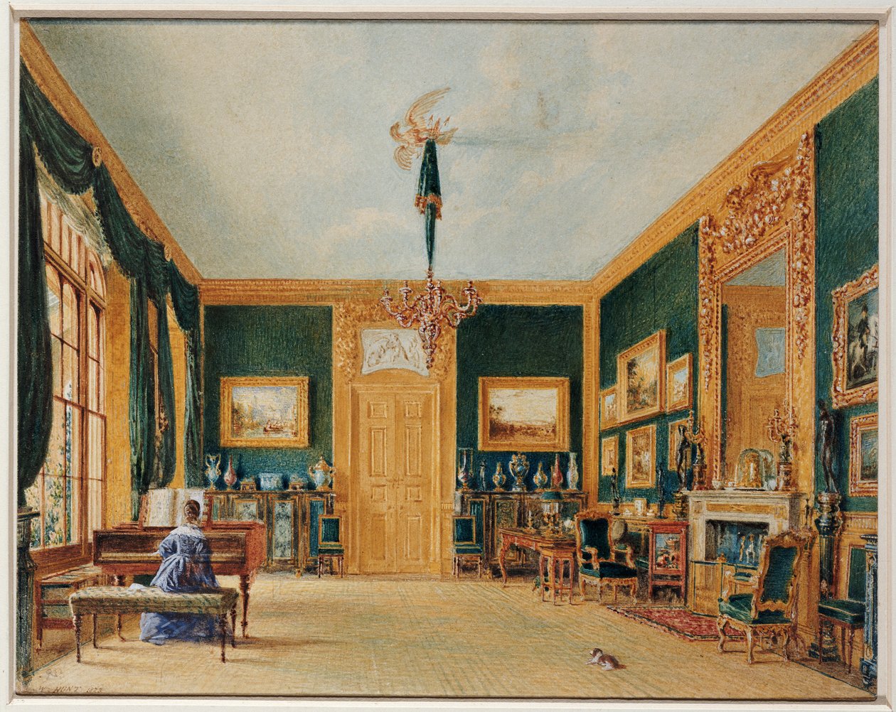 The Green Drawing Room of Earl of Essex i Cassiobury, 1823 af William Henry Hunt