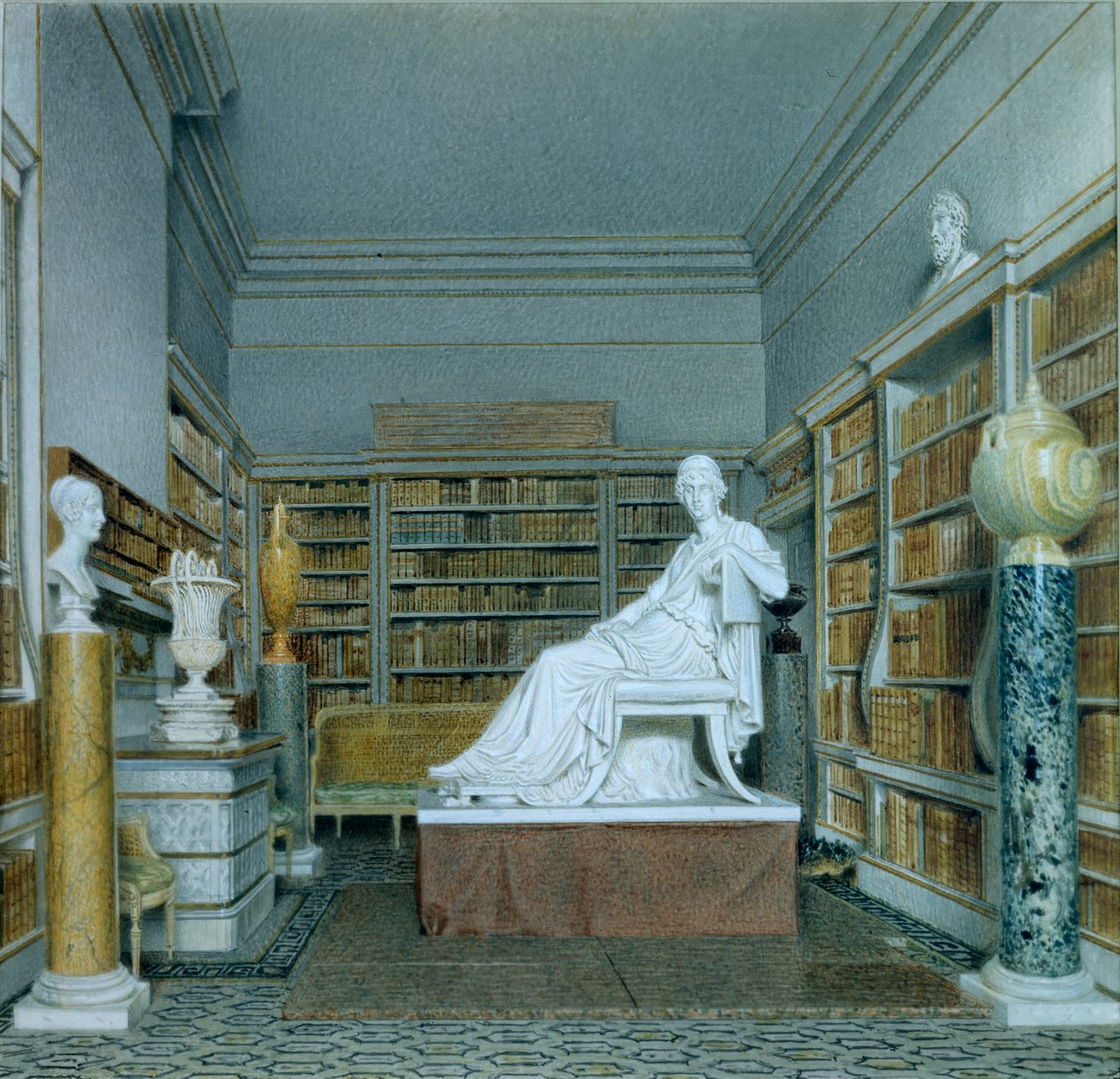 The Old Library, Chatsworth (akvarel på papir) af William Henry Hunt
