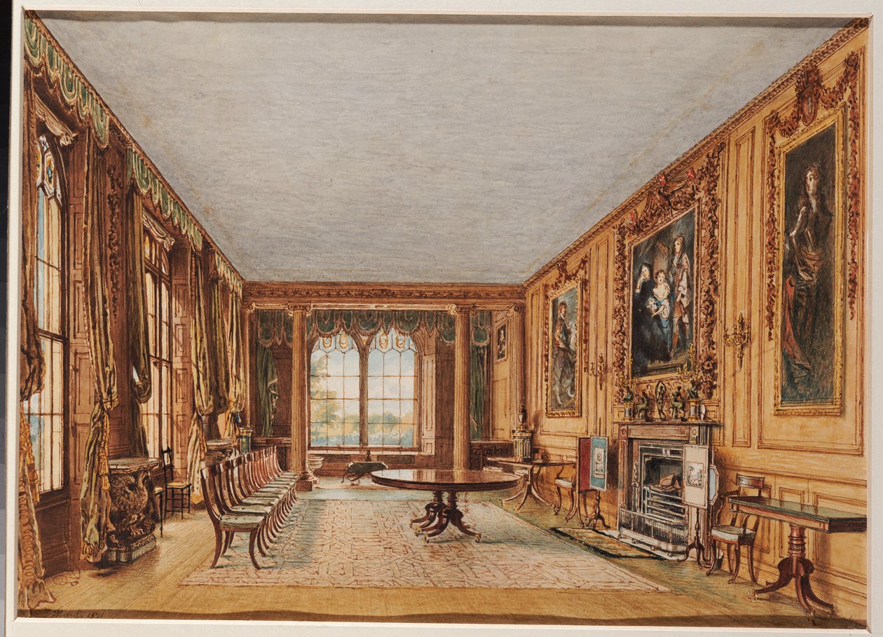 The Winter Dining Room of the Earl of Essex at Cassiobury, 1821dani af William Henry Hunt