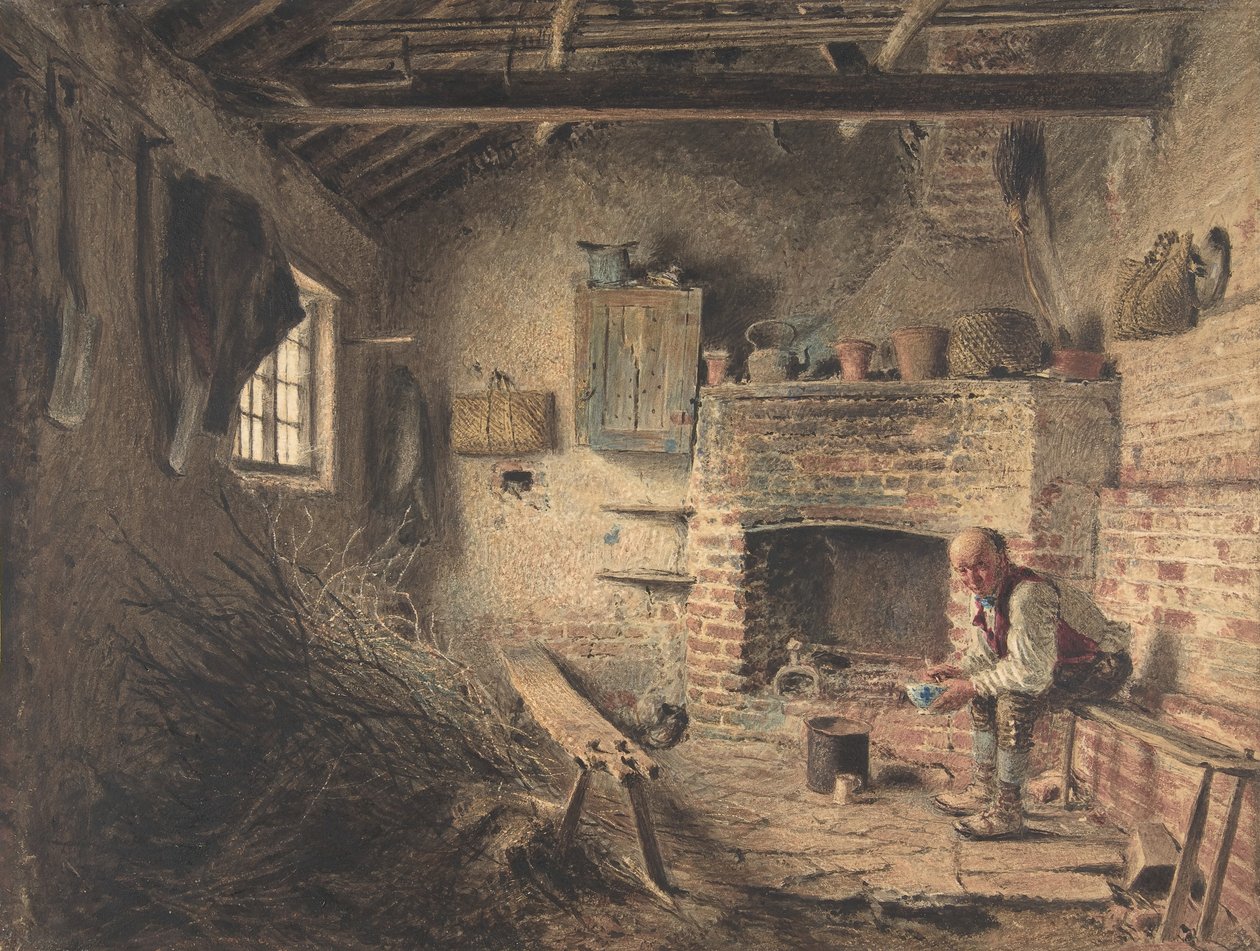 Skovhuggerens morgenmad Kvistesamlerens måltid, ca. 1832-34. af William Henry Hunt