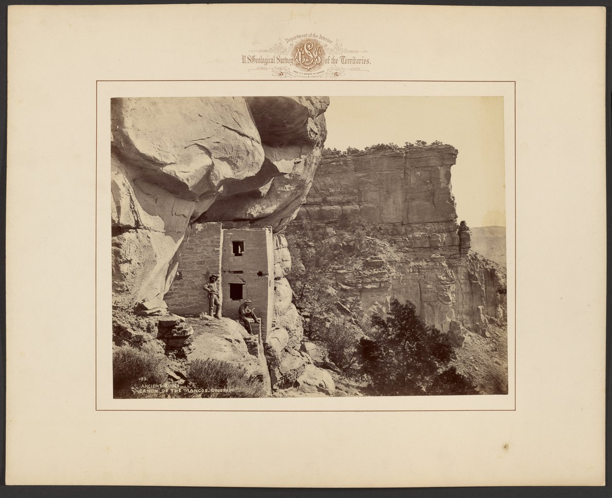 Antikke ruiner i Mancos-kløften, Colorado af William Henry Jackson